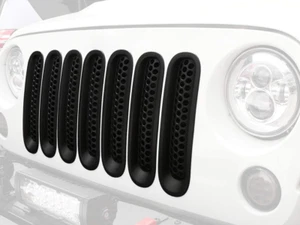 Insertos de parrilla Hooke Road para Jeep Wrangler JK, rejilla de malla delantera negra mate - Imagen 1 de 12