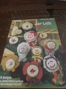 JAR LIDS for Cross Stitch 11 Different Patterns  Leisure Arts 211 Easy Gifts - Picture 1 of 5