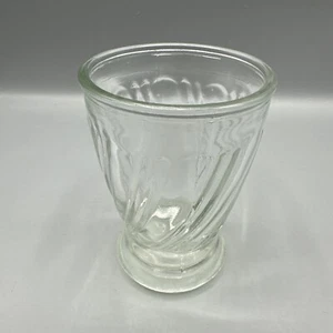 "Tarro de gelatina de vidrio vintage remolino taza de jugo transparente acampanado pedestal 3,5""" - Imagen 1 de 8