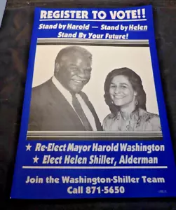 Harold Washington Chicago politisches Poster Wiederwahl Demokrat 14" x 20" - selten - Bild 1 von 2