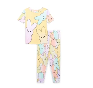 Peeps Girls Cotton Short Sleeve Top with Pants 2Piece Pajama Set Multisize NWT - Picture 1 of 4