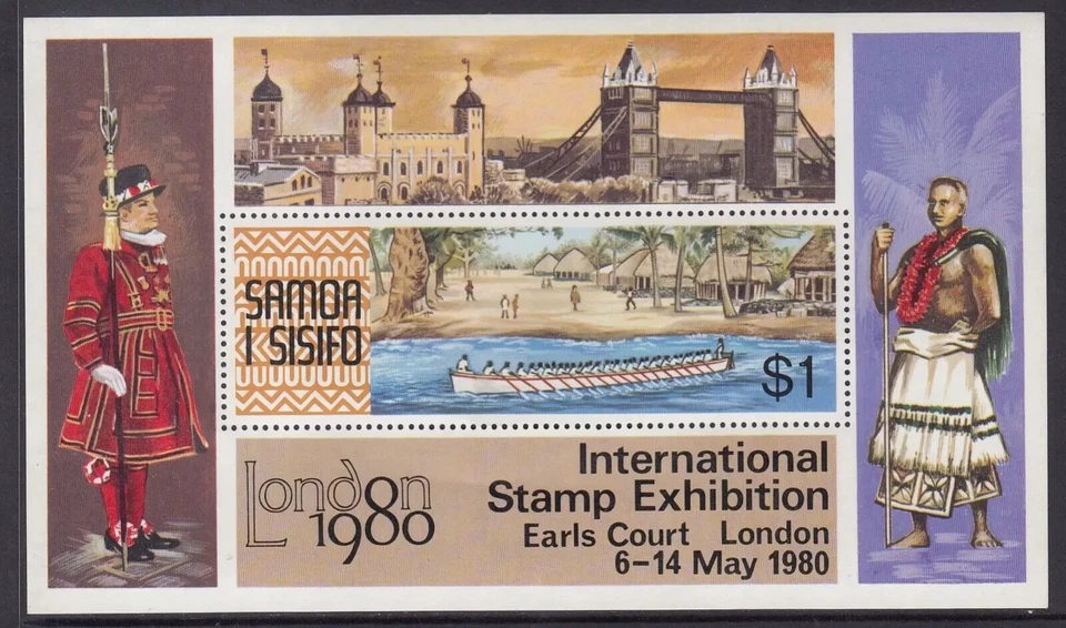 SAMOA 1980 Exposición Internacional de Sellos Londres Mini Hoja MNH $1.00 Lote a Granel Foto 1 de 1