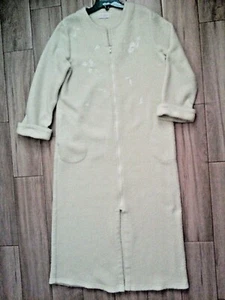 Collette Mint Green Long Sleeve Embroidered Full Zip Front Long Robe Size M - Picture 1 of 4