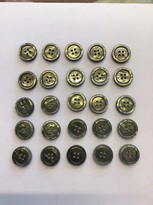 25 x 18mm Glossy Deep Grey 4 Hole Buttons With Rim Tailoring/Sewing/Knitting - Image 1 of 3