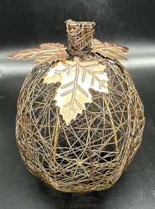 Metall Korbgeflecht Kürbis Kupfer Blätter 8,5" Herbst Herbst Wohndeko Indien EUC - Bild 1 von 10
