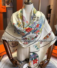 80% Cashmere 20% Silk Wrap Scarf Vintage Flowers Print Square Shawl Bandanna 53"