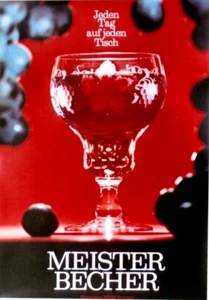 Póster original vintage MEISTER BECHER VINO ALEMÁN c.1968 - Imagen 1 de 1