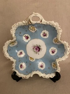 French Porcelain Bonbonniere Bowl Hand Painted Floral Gold Detail - Picture 1 of 12