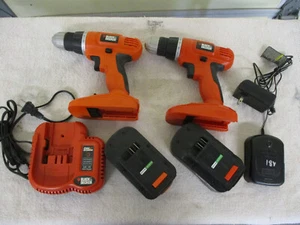 BLACK & DECKER FIRESTORM 18V DRILL/DRIVER SET (PAIR) WITH 2 BATTERIES/CHARGERS - Picture 1 of 4