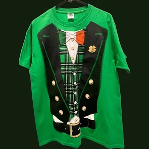 Lucky St. Patrick's Day Herren T-Shirt Größe Large L Kobold Anzug irisch grün - Bild 1 von 4