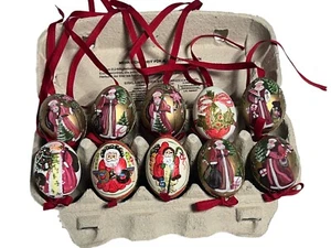 Adornos de decoración de huevos de gallina de Navidad pintados a mano austriacos 10 huevos de Navidad - Imagen 1 de 42