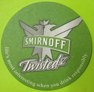 SMIRNOFF TWISTED V MALT BEVERAGE Vodka COASTER, Mat, Stamford, CONNECTICUT c2003 - Picture 1 of 2