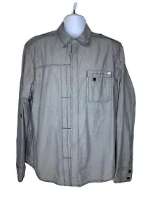 Fox Deluxe Men's Cotton Button Up Shirt Long Sleeves Roll Up Tab XL Gray - Picture 1 of 11