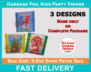 Garbage Pail Kids Inspired Fun Size Sour Patch Kids Themed Candy Party Favors - Picture 1 of 7