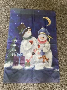 "Casa de Navidad bandera vacaciones muñeco de nieve familia 37"" X 25""" - Imagen 1 de 1