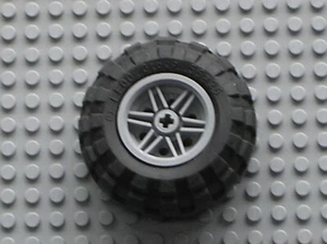 LEGO Light Bluish Gray Wheel 30.4 x 20 Black Tire 56x26 56145 55976 56145c02 - Picture 1 of 1
