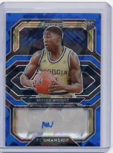 Tarjeta MOSES WRIGHT NCAA Tech 2021-22 Panini Prizm azul radiocontrol automática 02/75 #CP-MWR - Imagen 1 de 2