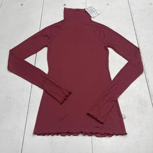 Intimately Free People Shirt Womens XS Red Close To Home Turtleneck Ribbed - Picture 1 of 9