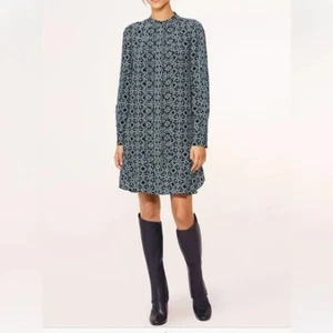 Vestido Camisa Tory Burch Massey 100% Seda Talla Pequeña Florante Dobladillo Botón Delantero - Imagen 1 de 16