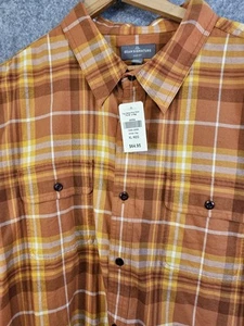LL Bean Signature Shirt Mens XL Slim Fit Rust Orange Plaid Castine Flannel NEW - Picture 1 of 8