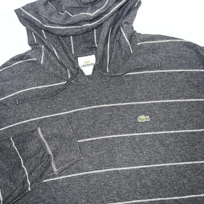 Lacoste Hoodie Mens 7 2XL Striped Pullover Lightweight Casual Sweater Sweatshirt - Image 1 of 4