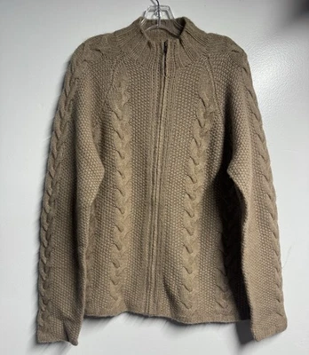 Cárdigan Joseph & Lyman pelo camel lana de cordero cremallera tejido con cable para hombre talla grande Foto 1 de 4