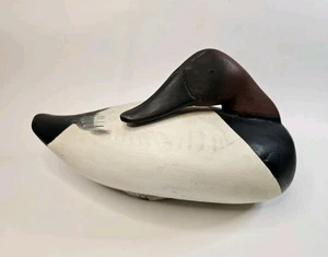 Butch Parker Canvasback Sleeper Ente Lockvogel signiert Messingschild Gewicht & Krawattenschlaufe - Bild 1 von 7