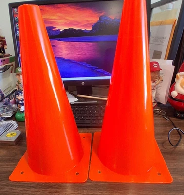 (2 PC) 12" TRAFFIC SAFETY CONES PARKING CONSTUCTION ROAD MULTIPURPOSE EMERGENCY - Image 1 of 4
