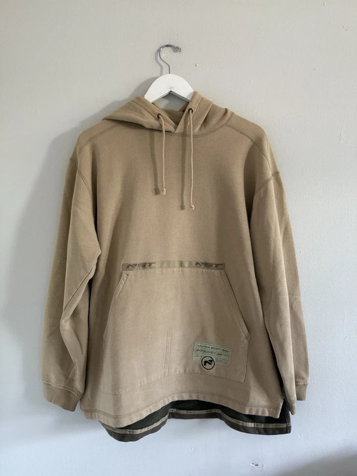 Moletom com capuz vintage anos 90 Y2K Nautica Sport Tech estilo militar bronzeado médio skatista folgado - Imagem 1 de 4