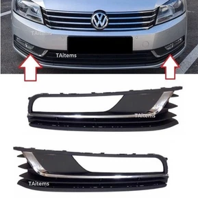 PAIR / SET FRONT BUMPER LOWER GRILL CHROME TRIM FIT FOR VW PASSAT (B7) 2010-2015 - Picture 1 of 9