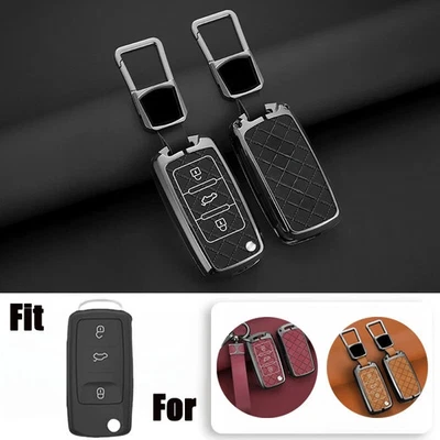 For VW Golf GTI Jetta Tiguan Passat Beetle Zinc Alloy Leather Car Key Case Cover - Image 1 of 4