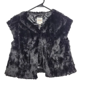 Cat & Jack Big Girl's Kids Faux Fur Black Glam Holiday Christmas Vest Size XL - Picture 1 of 8