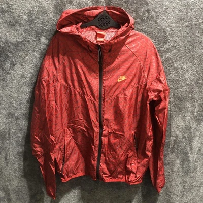 Nike Windrunner Jacket Mens Large Red Reflective Hooded Full Zip 653666-687 - Image 1 of 4