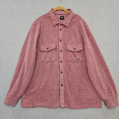 BDG Urban Outfitters Mens Shacket Fleece Sz M Red Button Down Long Sleeve - Image 1 of 4