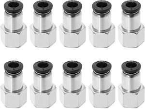 QWORK - 10 Pack Pneumatic Push to Connect Air Fittings, 1/4 Inch Tube OD X 1/4 I - Bild 1 von 12