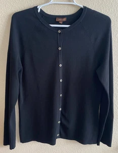 Tesori Black Long Sleeve Button Front Cardigan Sweater size M - Picture 1 of 2