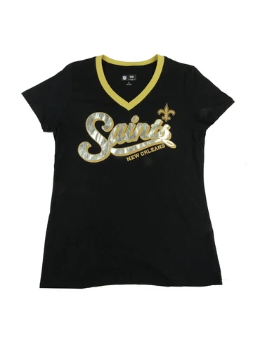 New Orleans Saints NFL Team Apparel Women’s V-Neck T-Shirt Cover