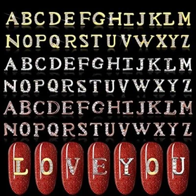  Dijes de uñas con letras de oro plateado y oro rosa 78 piezas para uñas acrílicas KIT1 Foto 1 de 4