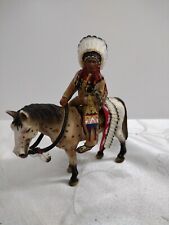 Schleich spotted Horse &  2005 Native American schleich Indian cheif/ headdress