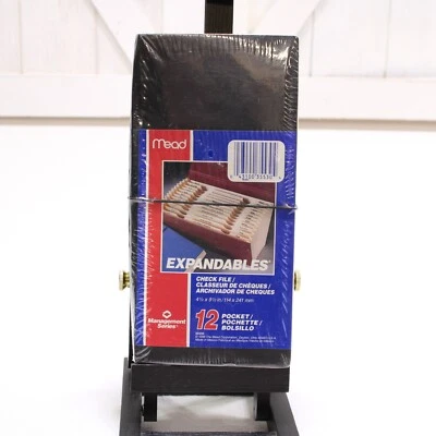 Vtg Black 1998 MEAD Expandables 12 Pocket Check File - 4.5" x 9.5"/114 x 241mm - Image 1 of 4