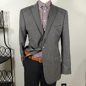 JOS A BANK Mens Sport Coat Blazer Two Button Gray Striped Wool Cashmere Slim 43L - Picture 1 of 15