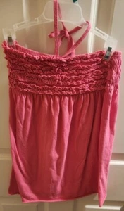 Xhilaration Girls Pink Sun Dress Swim Coverup Halter Size Small 6X Smocked Back - Picture 1 of 3