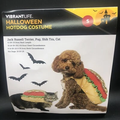Disfraz de Halloween para mascota perro pequeño o gato perro caliente relacionado con la comida nuevo paquete desfile Foto 1 de 4