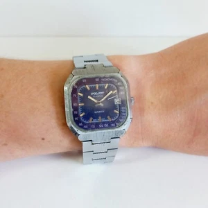 Soviet Watch Poljot Automatic Movement Vintage Men's Wrist Watch Blue Dial - Picture 1 of 12