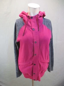 VOLCOM Size S Women Cotton Blend Snap Up Pocket Fleece Lined Athletic Jacket 564 - Picture 1 of 10