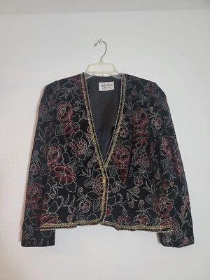 Nah Nah Collections Formal Jacket Black Velvet with Roses  - Image 1 of 4