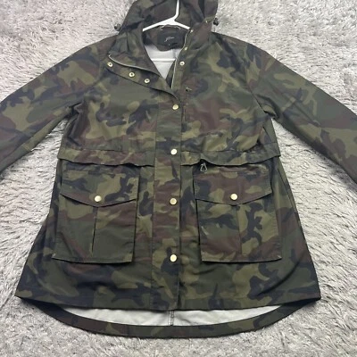 J. Chaqueta de Lluvia Crew Perfect en Camuflaje Talla Pequeña Cremallera Completa Ligera Foto 1 de 4