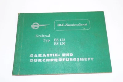 MZ Garantie Durchprüfungsheft Typ ES125 ES150 Kundendienst Kraftrad  - Bild 1 von 3