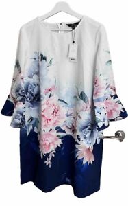 New Lipsy Floral Shift Dress Long Sleeve wedding party summer Occasion Size 16 