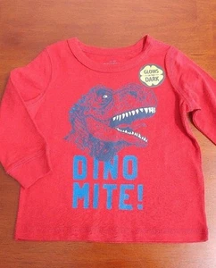 Baby boy long sleeve shirt, Oshkosh, red/blue, dinosaur, 12 mos - Picture 1 of 5